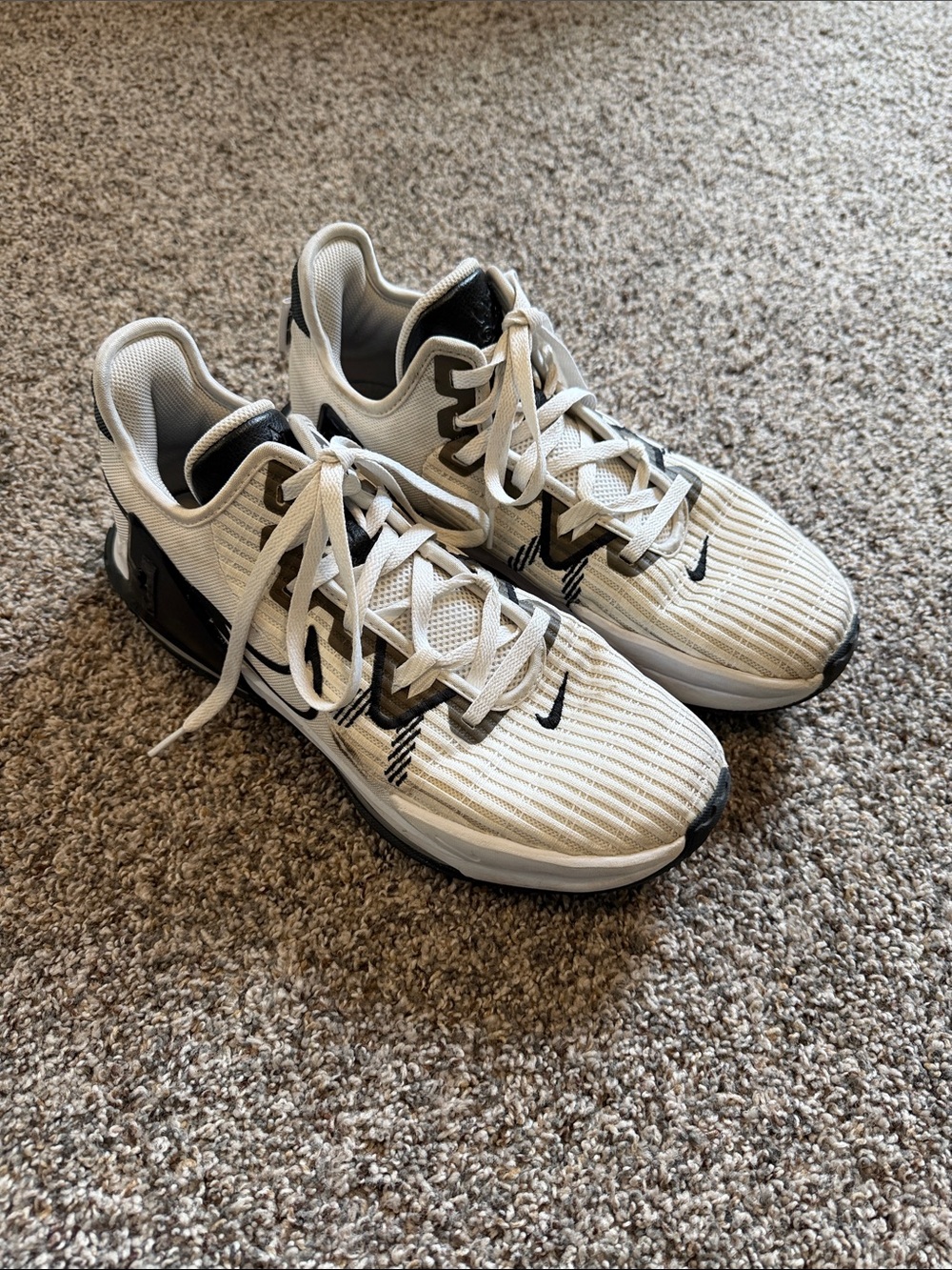 Nike LeBron Witness VI White and Black  Basketball Shoes Size 10.5